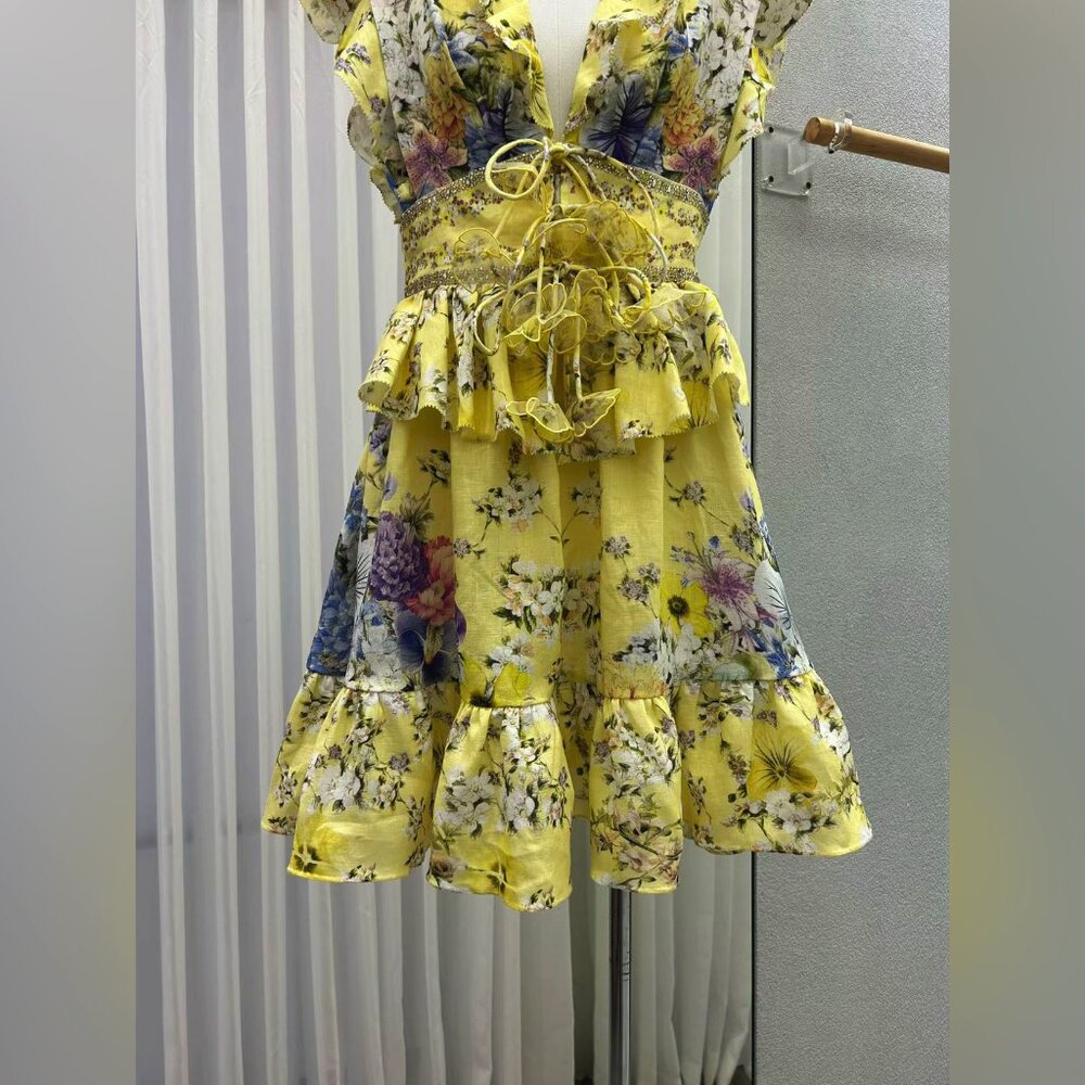 CAMILLA Appliquéd embellished floral-print linen-voile mini dress - Picture 7 of 17